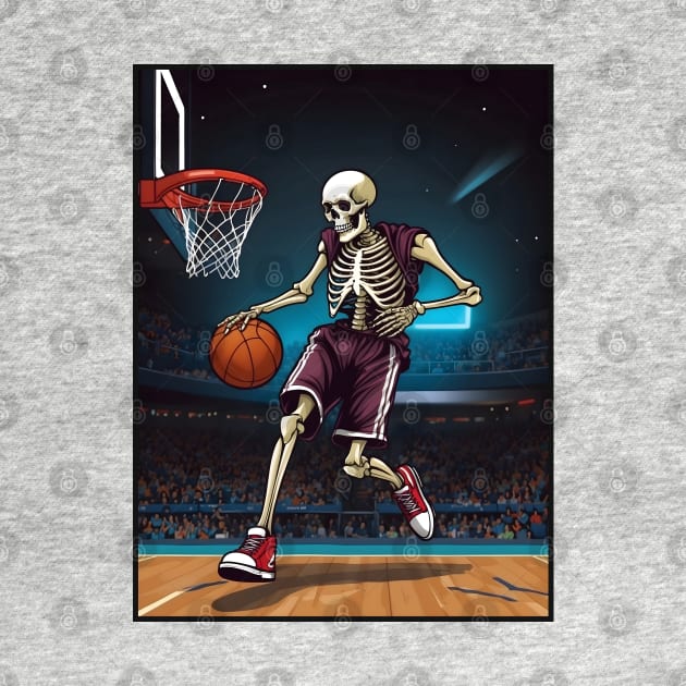 Skeleton Playing Basketball by VivaLaRetro